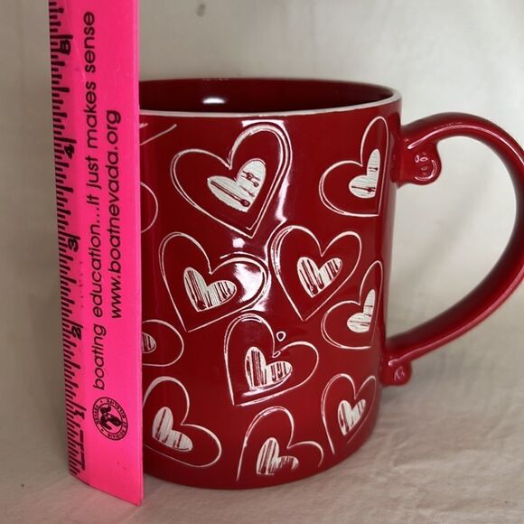 I❤️IT 2020 Red White Hearts Coffee Tea Cocoa Mug 22 Oz 4 In Round 4 1/2 In Tall - Picture 6 of 6